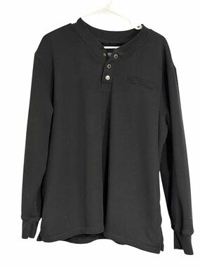 SMITH'S Men’s sz XXL Black Sherpa-Lined Waffle Knit Henley